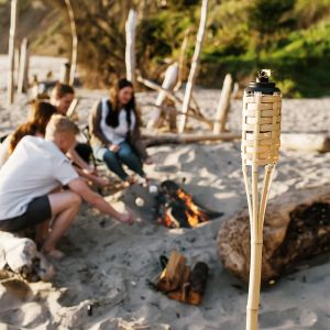 Waterproof Natural Bamboo Torch Rattan Tiki Torches For Patio Yard Garden Lawn
