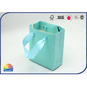 Patone Color Paper Gift Bag Matte Lamination With Blue Silk Handle
