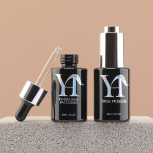 Round Serum Dropper Bottles 30ml With Silver Dropper Oil Packaing