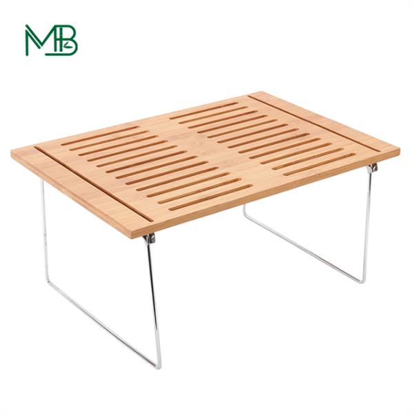 Natural Bamboo Free Standing Shelf Stackable Kitchen Cabinet Organizer