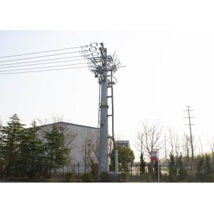 Terminal Tubular Transmission Tower , Flange Connection Electric Power Tower