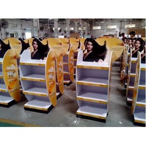 Wood flooring movable hair care shampoo display stand