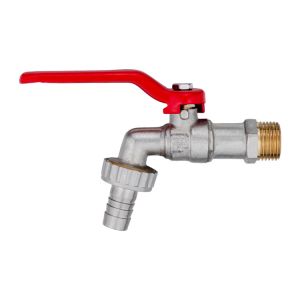 1/2" Hose Union Forged Garden Water Tap Brass Bibcock With Red Iron Lever Handle