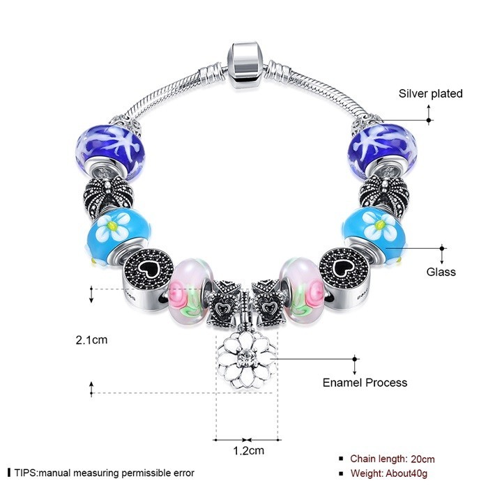 Quality SJ New Arrival Jewelry SJPDRH051 Sakura Pendant Love Heart Round Colorful Charming Glaze Beads Bracelet as Gift for Girl for sale