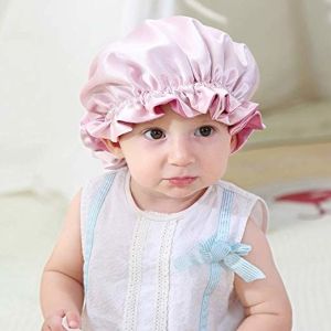 Double Sided Mulberry Silk Sleep Cap , 43cm Pink Silk Bonnet