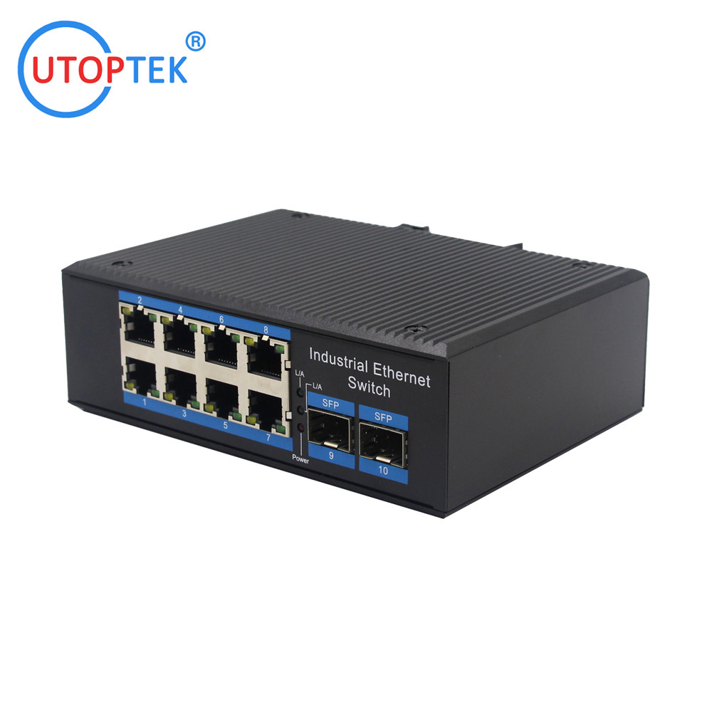 Gigabit 8 port industrial PoE and 2 fiber optical SFP Din-rail Ethernet poe