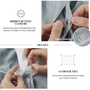 100TC Washed French Linen Duvet Cover Set Sustainable Anti Bacteria