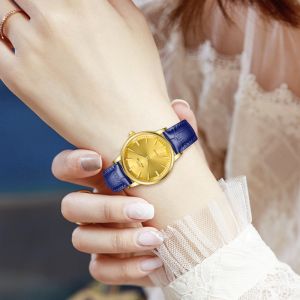 Multifunctional Leather Strap Waterproof 3ATM Quartz Watch For Men Women