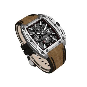 Business 44mm Automatic Mechanical Watch Hollow Out Multi Function