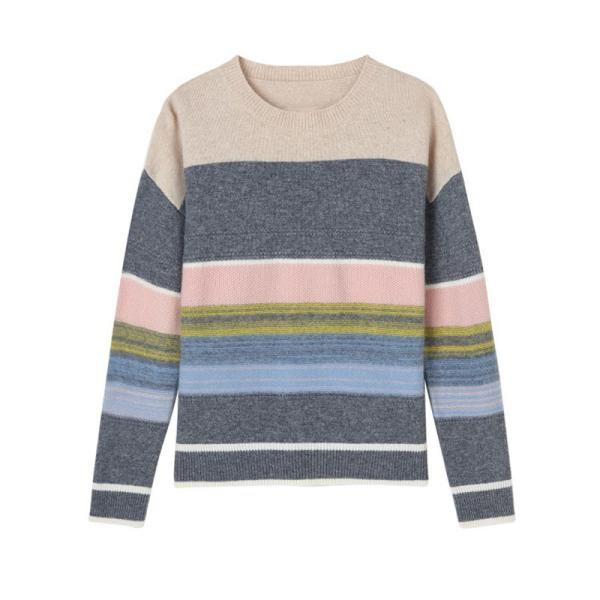 Buy O Neck Striped Bespoke Sweaters Unisex Long Sleeve Knitted Pullover at wholesale prices