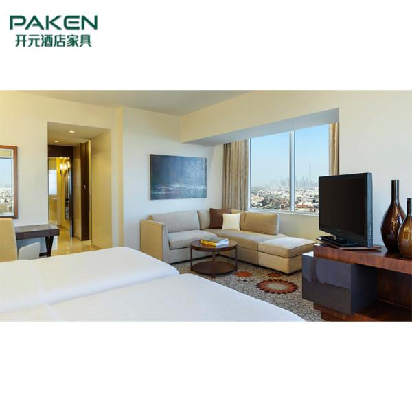 Full Set Tan And White Color Luxury Hotel Bedroom Furniture