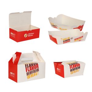 Customized takeout french fries hamburgers fried chicken cardboard boxes fast