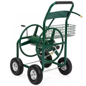 Four-wheel Stainless Steel Garden Water Hose Reel Cart for Smooth Watering