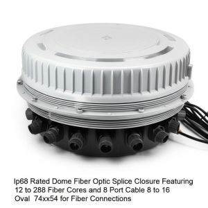 Quality Ip68 Rated Dome Fiber Optic Splice Closure Featuring 12 to 288 Fiber Cores and 8 Port Cable 8 to 16 Oval 74x54 for Fiber Connections for sale