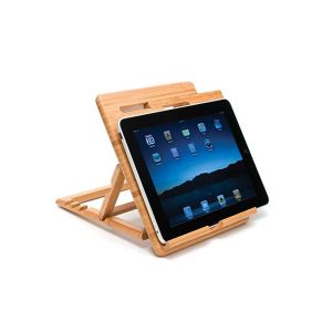 Rectangle Shaped Bamboo Stand for Books Tablets and Phones Multifunctional