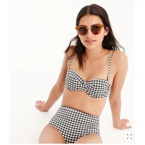 underwire bikini top in matte gingham