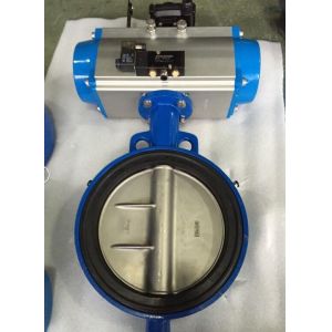 Quality DN65 Soft Seal Centerline Butterfly Valves Wafer Type With Pneumatic Actuator for sale