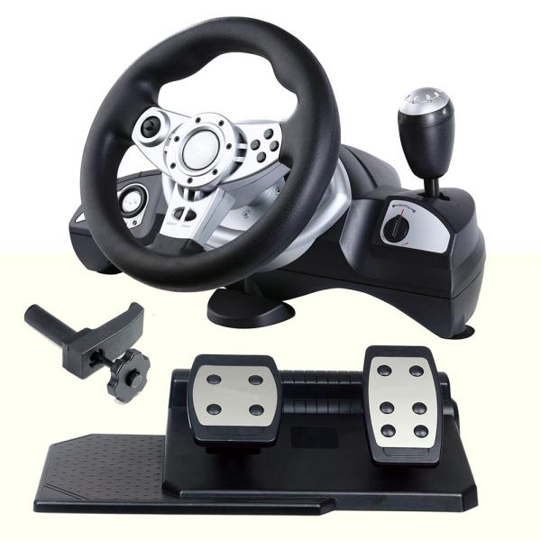 Buy Multi Platform Video Game Computer Steering Wheel With Foot Pedal FOR PC Direct-X X-INPUT P2 P3 at wholesale prices