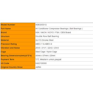 Double Row Clutch Release Bearing Air Conditioner Bearings 40BG05S1G