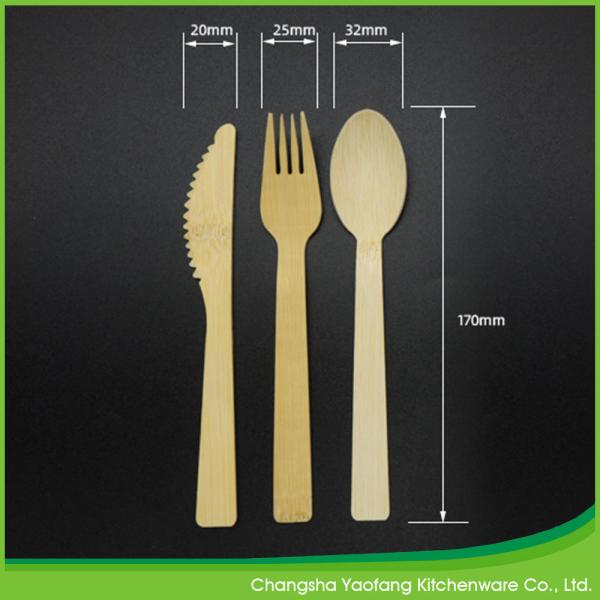 Buy Biodegradable Eco Friendly 170mm Disposable Bamboo Knives ,Forks Spoons at wholesale prices