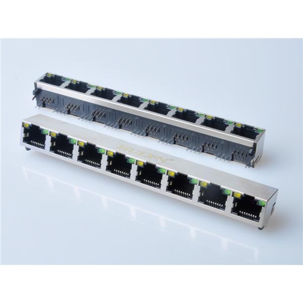 HULYN Very low profile, Shielded RJ45 Modular Jack, Through Hole Type, 1x8,with LEDs，