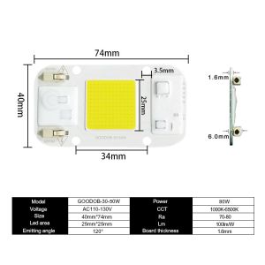 No Welding AC COB LED COB Chip Cold Warm White For Floodlight Greenhouse