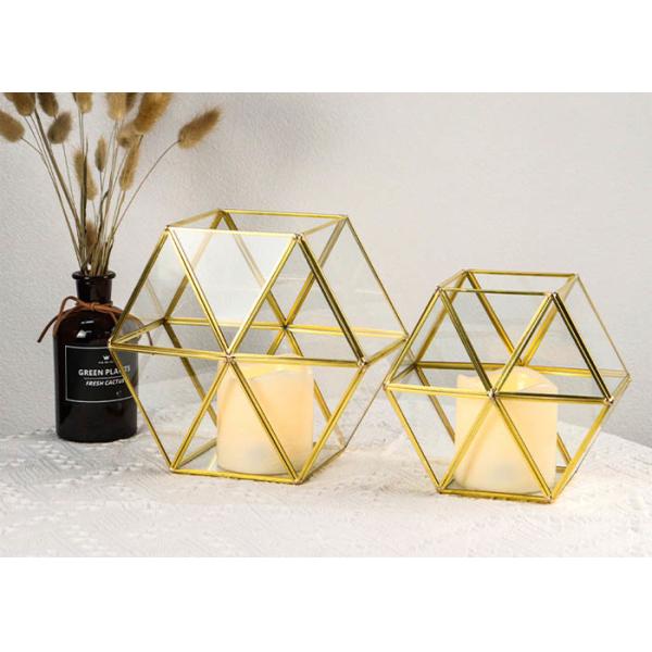 Glass garden hexagonal artifact copper candlestick ornaments transparent eternal