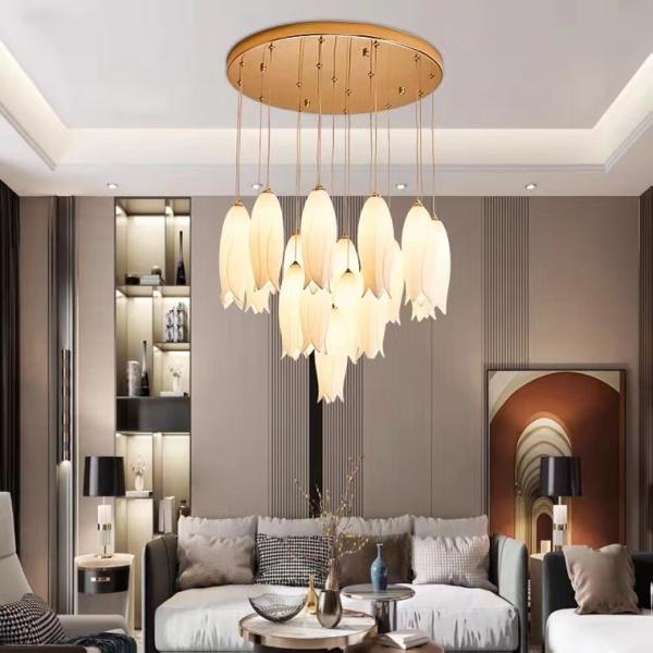 Ceramic Porcelain White Flower Decorative Chandelier Wedding Pendant Lamp For Hotel