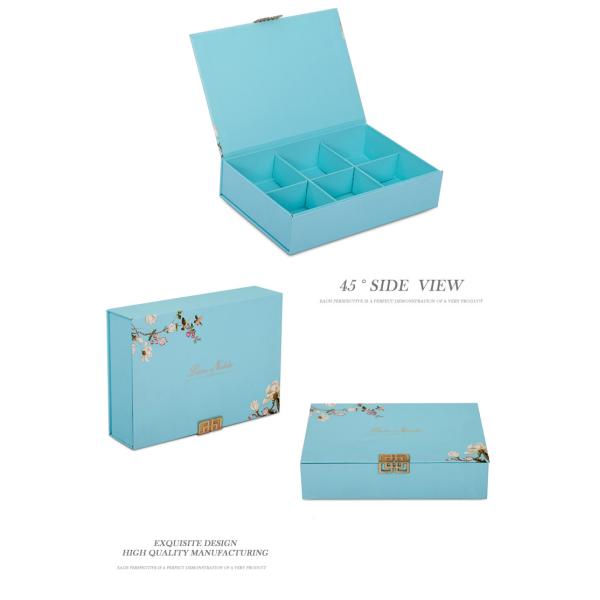 Foil Stamping Decorative Magnetic Gift Boxes With Metal Closure Board Divider Inside