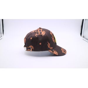 Unconstructed 7 Panels 52cm Printed Baseball Caps With Plastic Closure