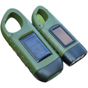 LED Solar Powered Flashlight USB Charging Hand Crank Dynamo Flashlight Survival