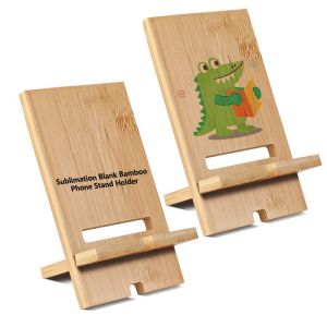 Desktop Sublimation Wooden Cell Phone Stand With Charging Hole Custom Wooden