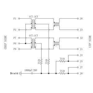 1X1 Single Socket RJ45 Jack With Trans HR871113C | LPJ1154ABNL