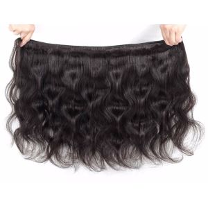 100% Virgin Brazilian Wavy Long Hair Bundles Three Part 4 X 4 Closure