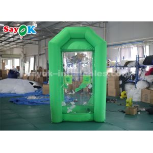 Green Cube Inflatable Money Machine Booth With One Air Blower For Promotion