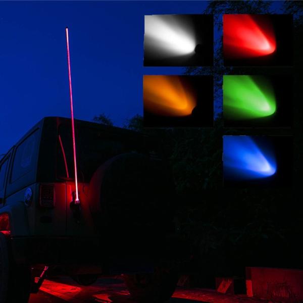 4ft 5W IP68 Top bluetooth RGB safety lighted whip &flag for ATV UTV offroad Quick Disconnect Base