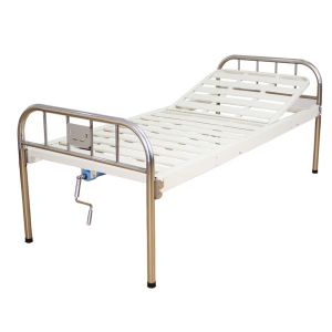 China Stainless Steel Headboard Metal Manual Nursing Bed Hospital Furniture on sale