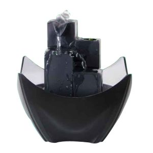 Black Tiered Battery Operated Resin Garden Fountains With Flower Pot