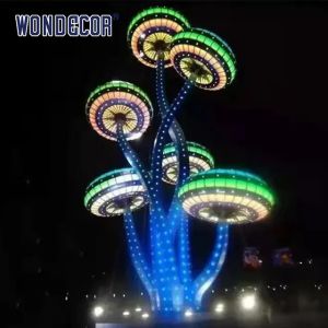 Lighting Abstract Metal Garden Plant Sculptures 3D+2D Design