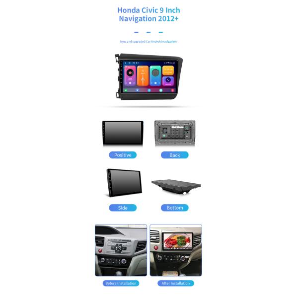 9 Inch For Honda Civic RHD 2012+ Real-Time Traffic GPS Bluetooth Car Navigation