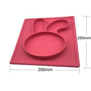 High Quality Cute Rabbit Shape Silicone Baby Placemat Non Slip Silicone Plate Mat Placemats