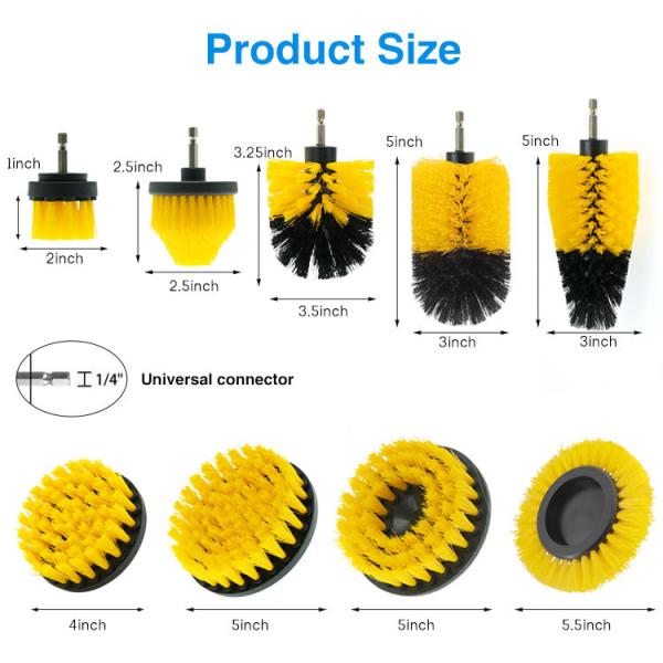 Long Lasting Powerful Drill Scrub Brush Set Customized Color Compatible With Most Power Drills