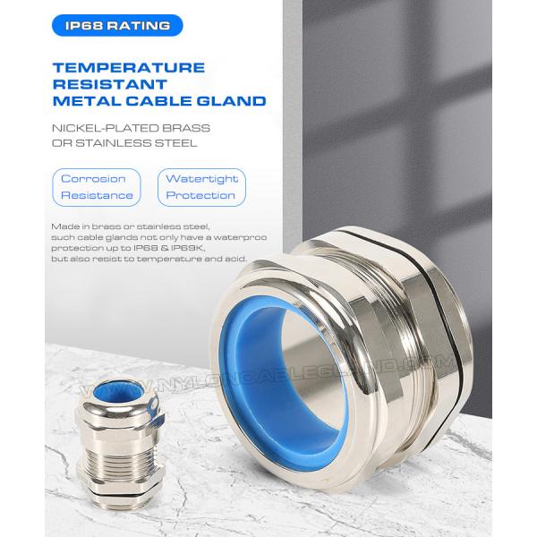 Metal PG Cable Glands, IP68 Watertight Stainless Steel Cable Connector Sealing Glands with Blue Silicone Seals & O-rings
