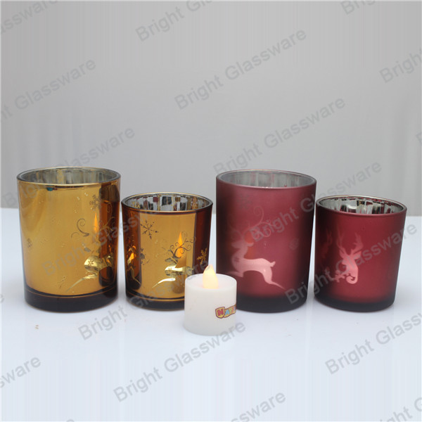 Chritmas candle jar, Chritmas glass candle holder for decor