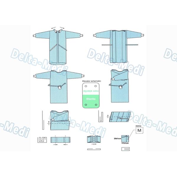 Tie On Disposable Sterile Gowns , Disposable Operating Gowns Wood Pulp Spunlace Fabric