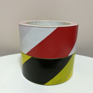 Soft Yellow Black PVC Floor Marking Tape With Spec 48mm X 20m Abrasion Proof