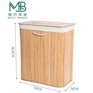 Bamboo Double-Layer Inner Compartment Laundry Hamper For Bathroom