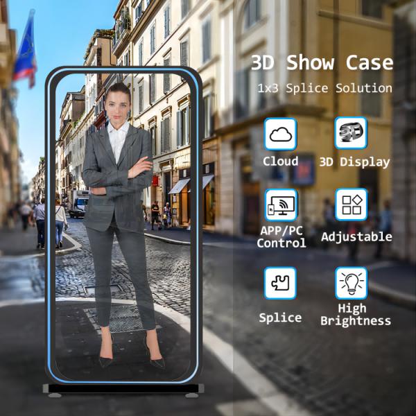 High Resolution Human Shape Splicing 1*3 65cm Holographic Graphic Display 3D Hologram LED Fan Other Metal Advertising Equipment