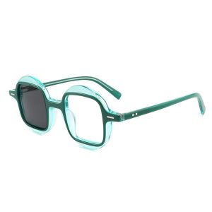 Men Acetate Frame Glasses Interchangeable Lenses Outer Circle Inner Square