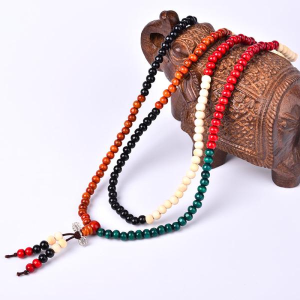 Sandalwood bead bracelet with colorful kong multilayer couple bracelet